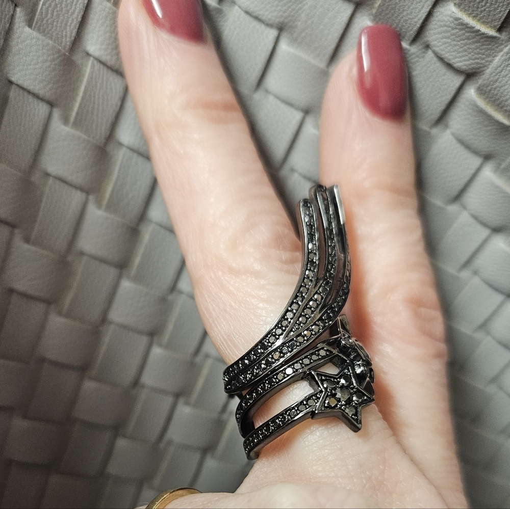 NWT Henri Bendel Starlight Ring - Crystal Hematite | Adjustable Size - Picture 8 of 13